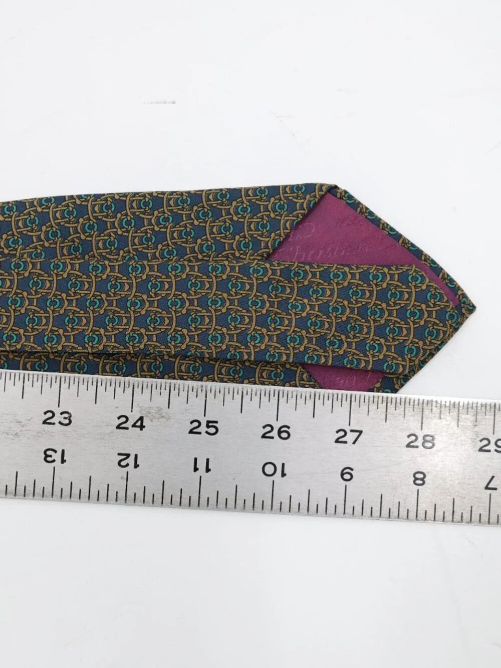 Vintage Christian Dior Tie Mens w3.5 L58 Monsieur horse bit Chain Desinger silk